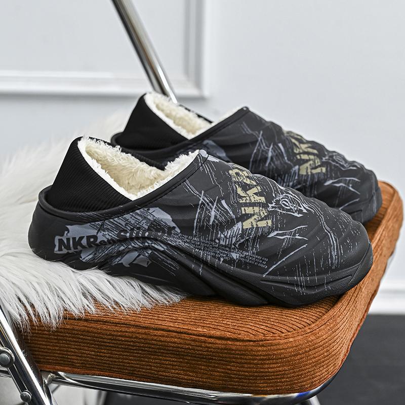Fashion Men Winter Home Cotton Shoes Indoor Plus Slippers Plus Size Cover Toe Soft Warm Wateroof Daily Casual Women Couple Style Fashion