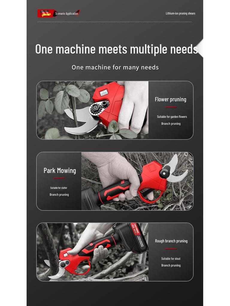 Portable Brushless Electric Pruning Shears with Wireless Lithium Battery for Arboriculture and Gardening