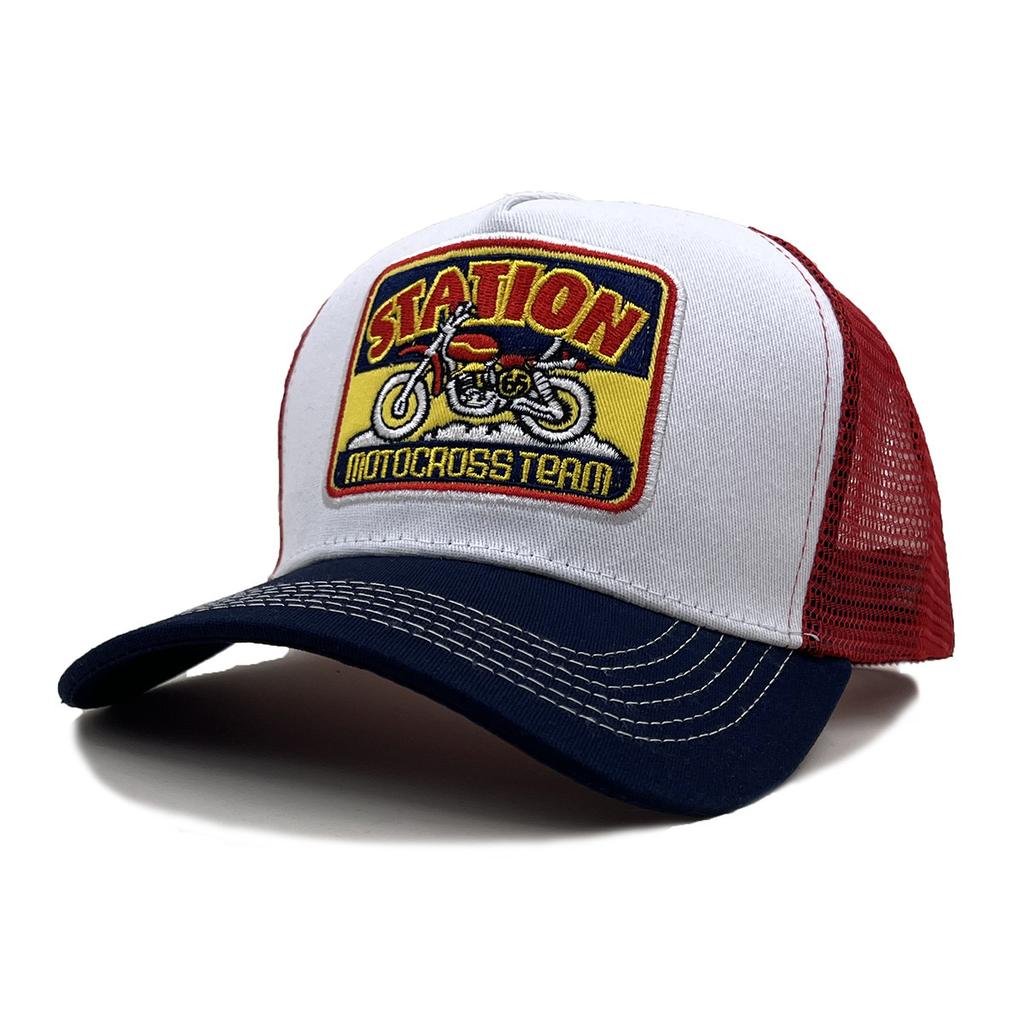 Motorcycle Embroidery Contrasting Sun Hat Male And Female Couple Mesh Truck Driver Hat Shade Baseball Cap