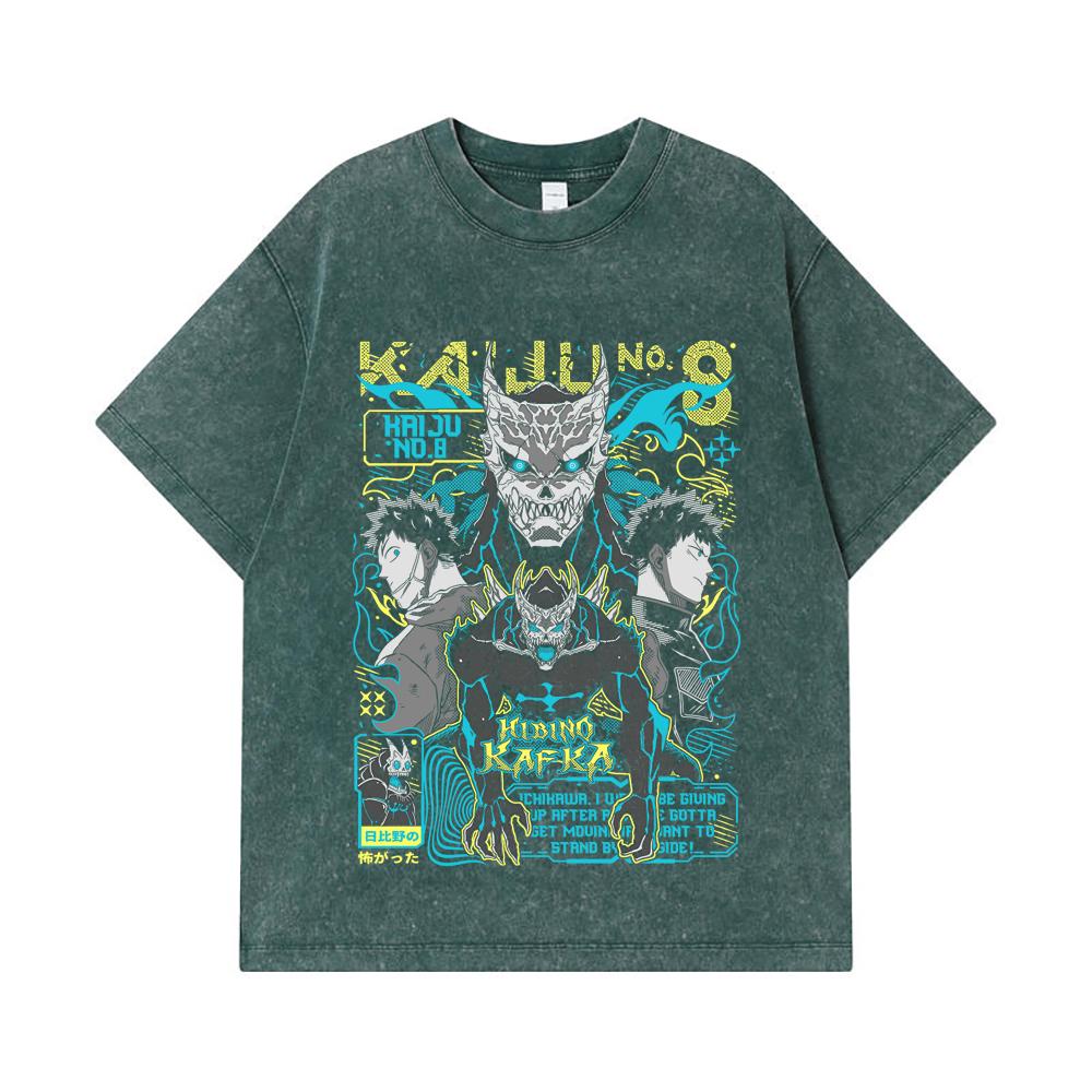275 GSM Washed T-shirts 100% Cotton Kaiju No 8 V20 Kafka Print Unisex Heavy Cotton T Shirt