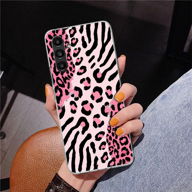 Pink Leopard Print Phone Case For Samsung Galaxy A17 A16 A15 A14 A13 A57 A56 A55 A54 A53 A37 A36 A35 A34 A33 A26 A25 A24 A23 Gal
