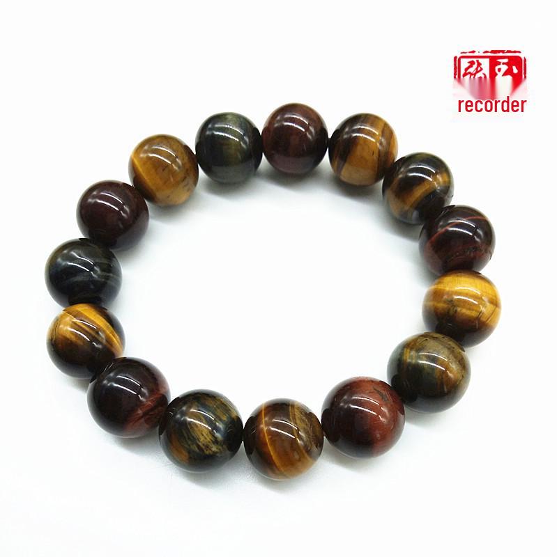 Unisex Multi-color Tiger Eye  Wood Opal Beaded Bracelet