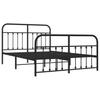 Metal Bed Frame with Headboard and Footboard Black 140x200 Cm