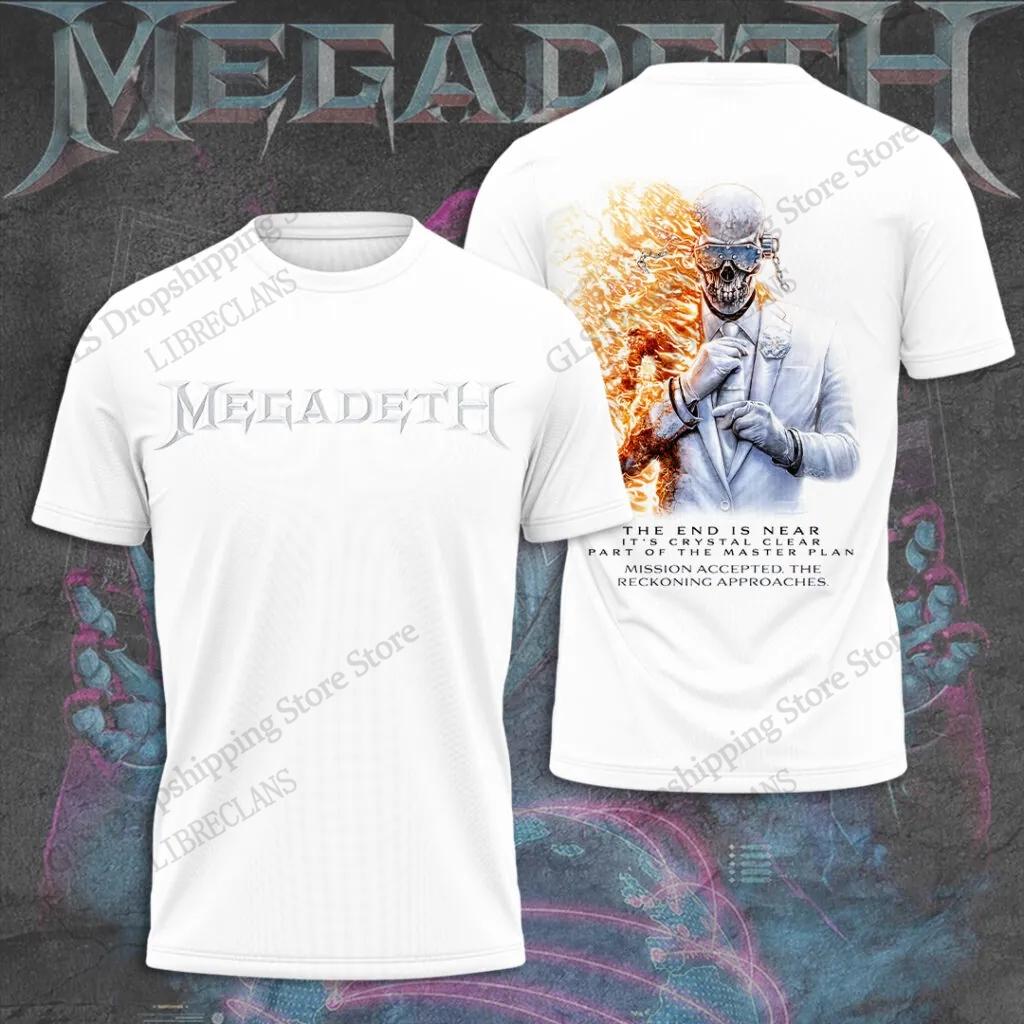 Band Rock Heavy Metal Megadeth Stampa 3D Creativo Hip-hop Fresco Top Estivo Uomo Casual Moda Manica Corta Girocollo Abbigliamento