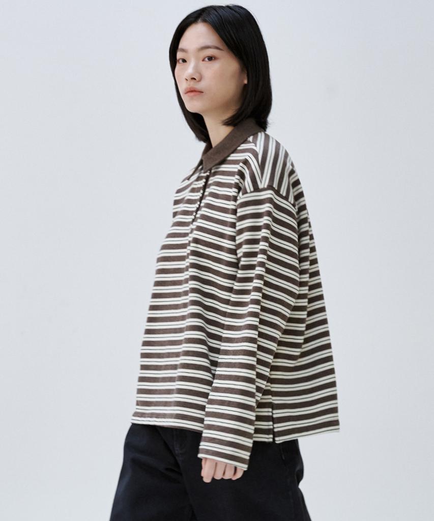 MALOUPE 5113 Striped Terry T-Shirt (Brown)