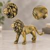 Freestanding Lion Figurine with Detailed Mane VintageInfluenced Golden Intricate