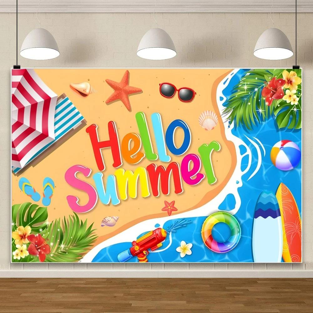 Summer Pool Swimming Circle Flamingo Theme Banner Background, Children's Birthday Party, Home Decoration Photography Background