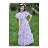 Mädchen Sommerkleid mit Blumenprint, Prinzessinnenstil, kurzärmelig, A-Linie, für größere Kinder