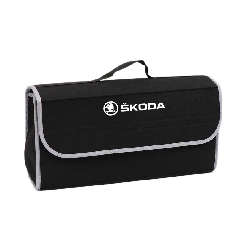 WVCL8 1PCS Car Trunk Storage Bag Organizer Sundries Stowing Tidying Box For Skoda Octavia Rapid Fabia A7 Superb KAMIQ Auto Accessories