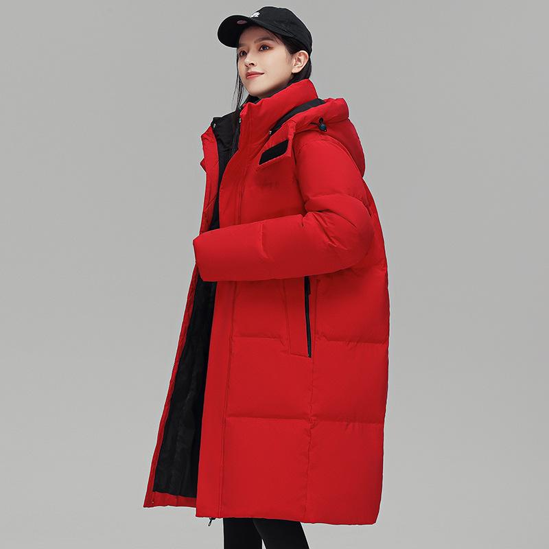Medium and long down jackets for men and women couples, trendy brand solid color can be opened twice, new national standard 90 duck down casual jacket