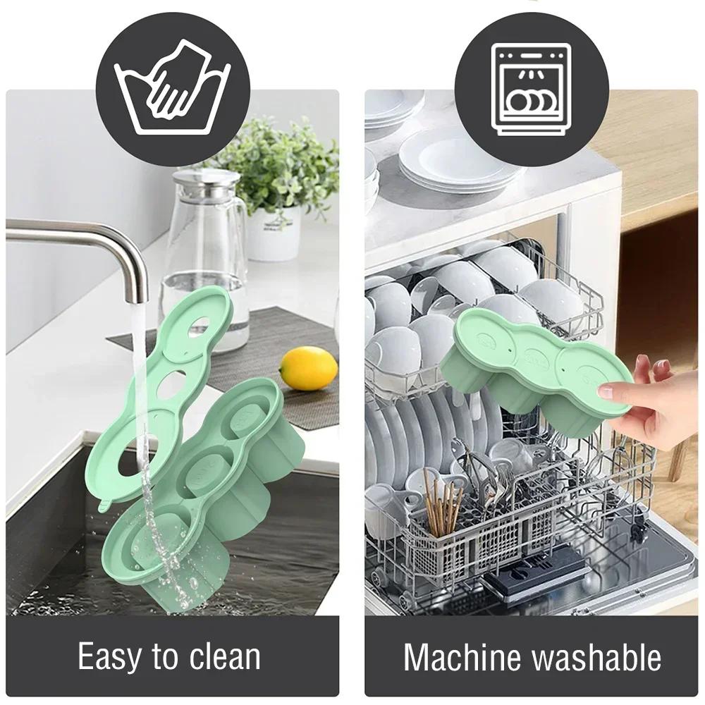 3 Hole Ice Cube Tray Ice Mold Food Grade for 20 30 40oz Stackable with Lid Easy Release Reusable Silicone Ice Tray Space Saving
