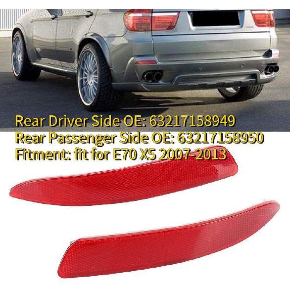 KIMISS Left & Right Rear Bumper Reflector, Car Red Bumper Reflector 63217158949 63217158950 Fit for E70 X5 2007-2013