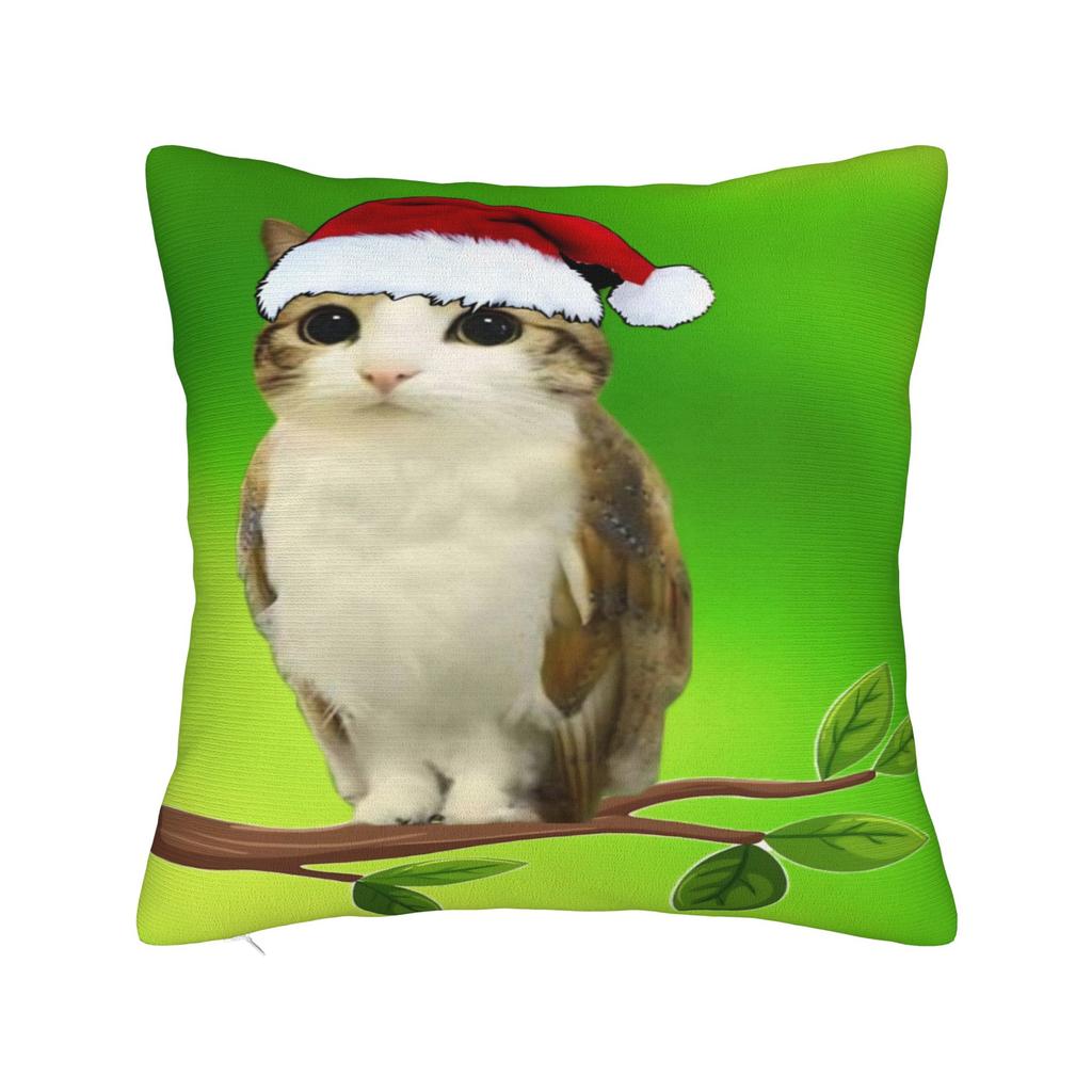 Cat Owl Funny Meowl Cat Meme Pillow Cover Soft Cushion Cover Funny Pillow Case For Sofa Couch Bed Living Room