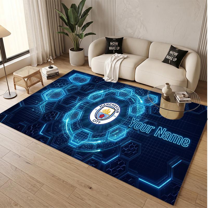 Personalized Crystal Velvet Carpet Manchester City Pattern Non Slip Floor Rug