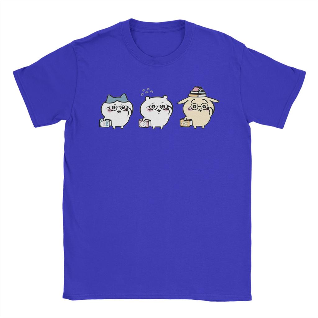 Men Nerdy Chiikawas and Friends Book Club Hachiware Usagi T Shirt Pure Cotton Tops Vintage Crew Neck Tee Shirt Gift TShirt