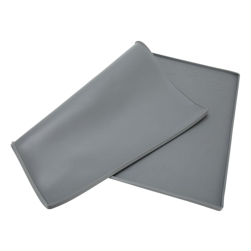 Haustier Futtermatte Spritzschutz Waschbar Spülmaschinenfest Rutschfest Silikon Große Hundedecke für Wasser Futternapf Grau