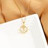 Round Brand Flower Zircon Pendant for Women's Fashion Stainless Steel Golden Charm Low Allergy Jewelry Gift Party Necklace