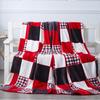 Patchwork Blanket Plush Lightweight Decorative Flannel Blanket for Sofa Travel Camping