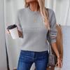 Women's Fashion Casual Loose Round Neck Pullover Knitted Long Sleeve Sweater