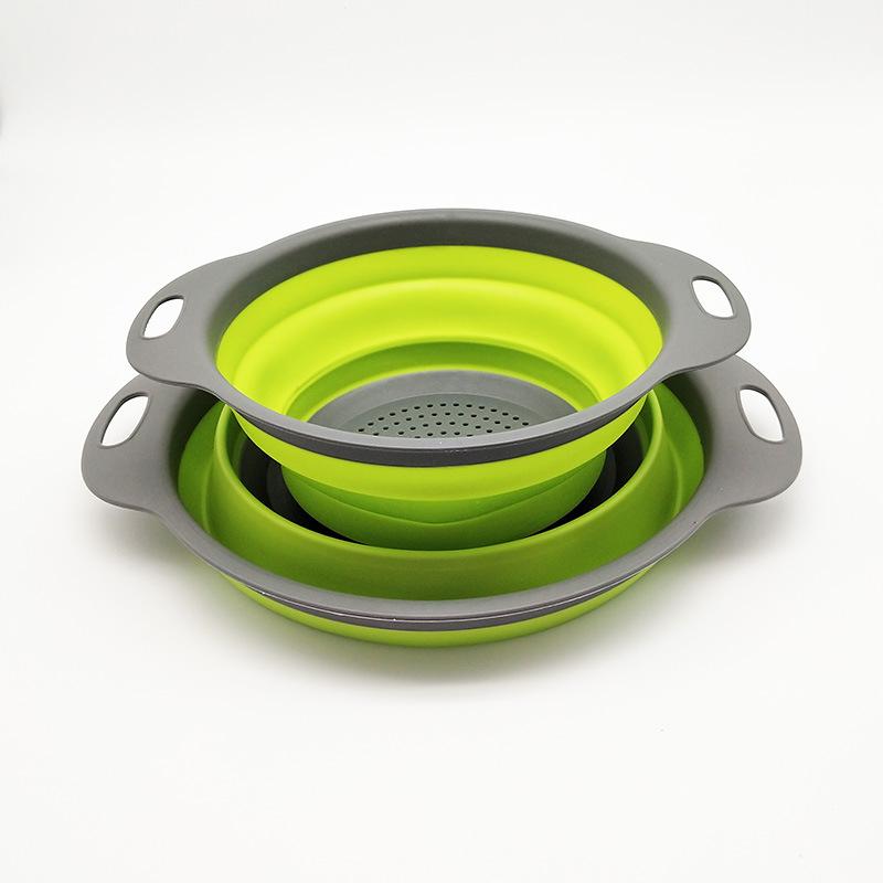 Collapsible Round Silicone Colander: Telescopic Fruit & Vegetable Washing Basket