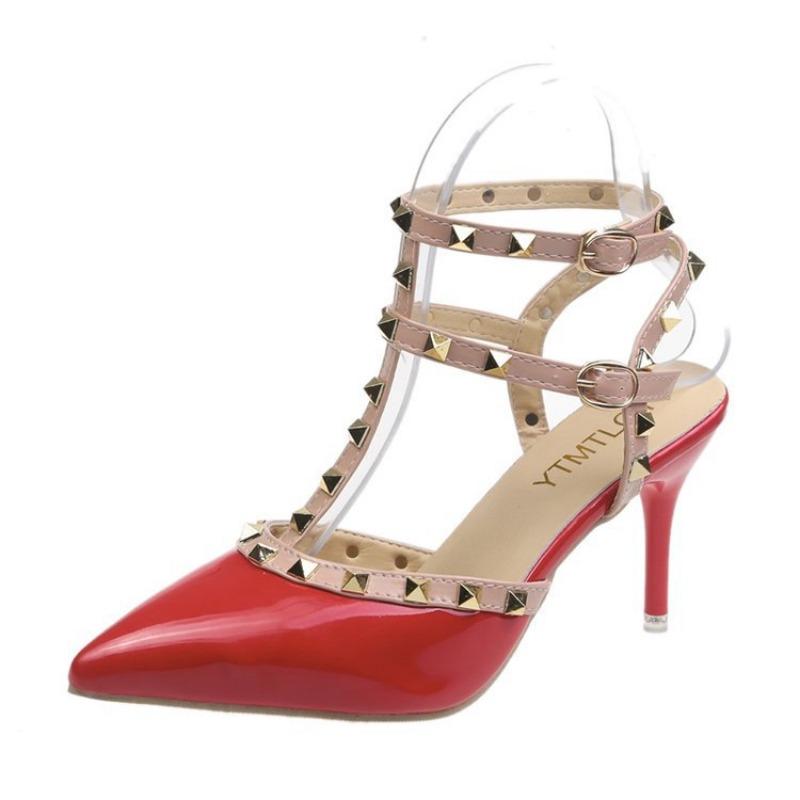 Women's Fashion Sexy 2025 New Buckle Rivet Decorated Pointed High Heels Dress Dating Wedding Banquet Party Stiletto High Heels