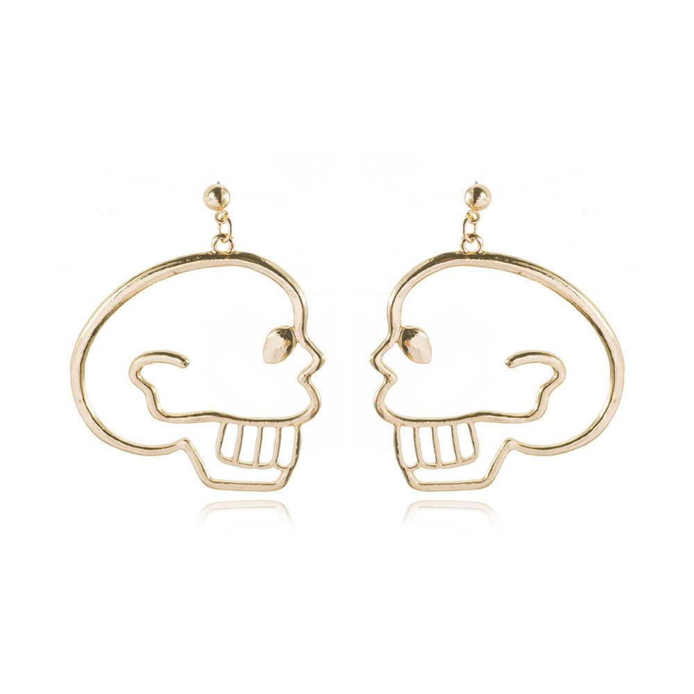 Trendige Legierungs-Totenkopf-Ohrringe für Damen Statement-Hänge-Design in Gold und Silber