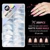 300 Seamless Transparent Semi-Matte False Nail Tips (Short, Medium, Long) - No Filing Needed, Full/Half Adhesive, Under 34mm