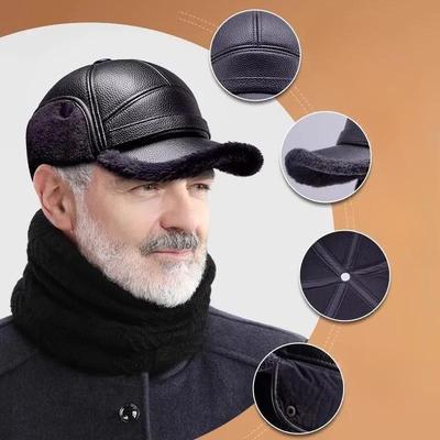 Warm Flat-top Hat Plus Velvet Thickened Ear Protection Hat Casual Hat Middle-aged and Elderly Winter Cold-proof Dad Hat