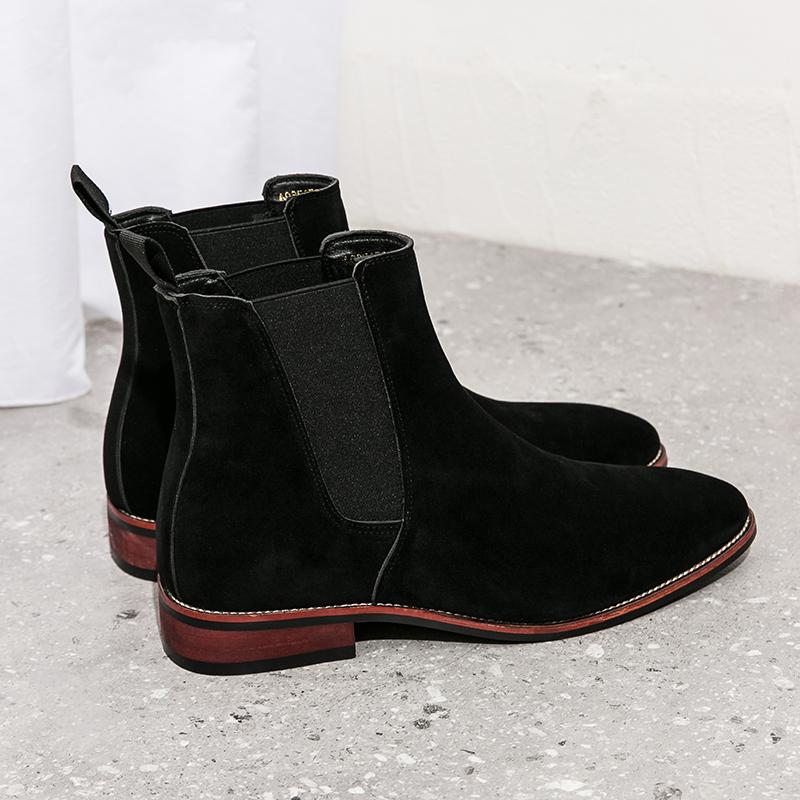 Fashion 2025 New Fashion Men Genuine Leather Ankle Boots Brand Retro Suede Leather Waterproof Chelsea Boots Flat Designer Business Shoes