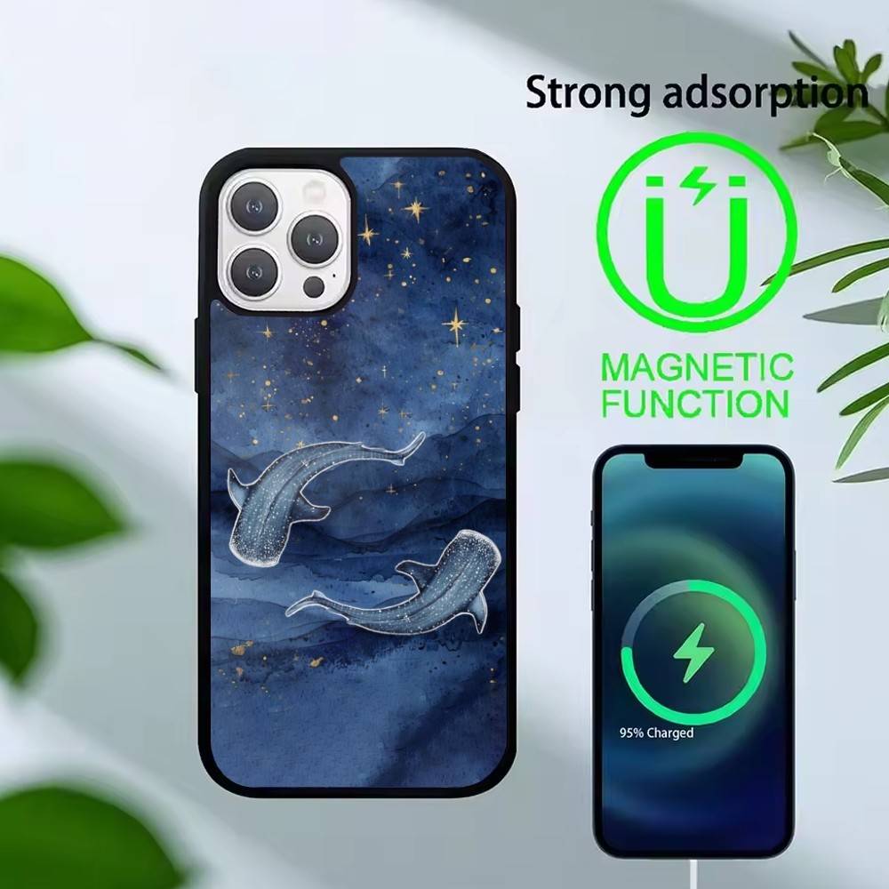 Whale Fall Phone Case For iPhone17,16,15,14,13 Plus,Pro Max Magnetic For Magsafe Wireless Charging
