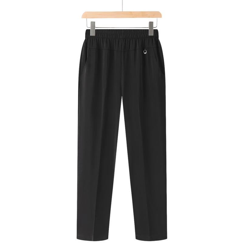 LangSha Women's Elastic Waist Straight-Leg Cropped Pants