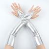 Elastic Patent Leather Black Gloves Cloth Women Gloves Fashion Hook Finger Long Gloves  Party