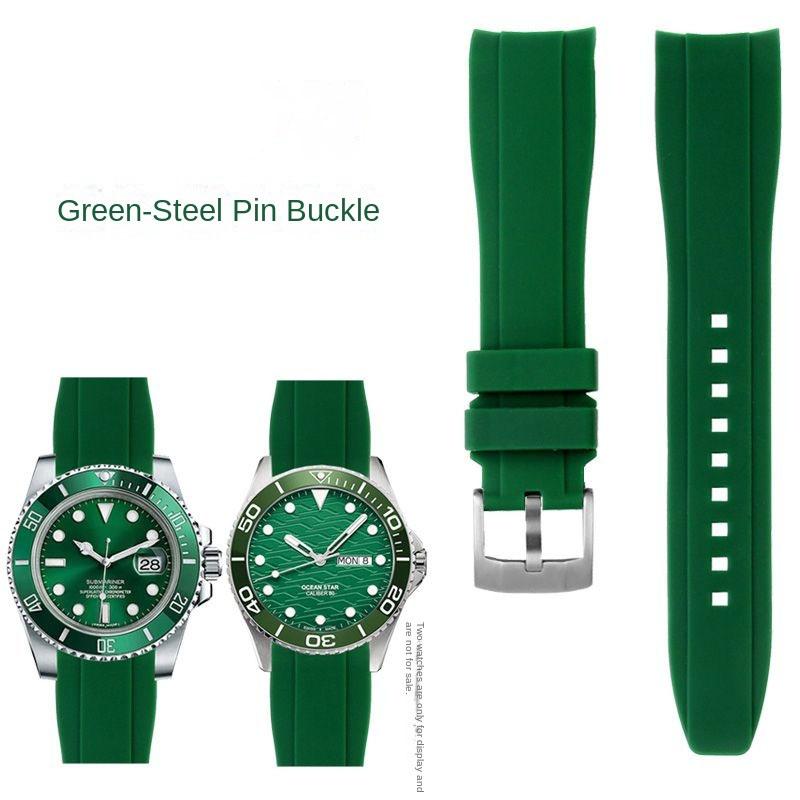 Pulseira de Borracha com Ponta Curva Para Rolex Water Ghost Seiko Mido helmsman Casio swordfish arco à prova d'água mergulho pulseira de relógio de silicone 22mm