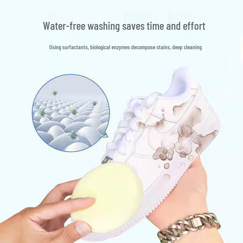 Shoe Cleaner: Multifunctional White Shoe Cream & No-Wash Brush for Whitening, De-Yellowing, and Stain Removal.
