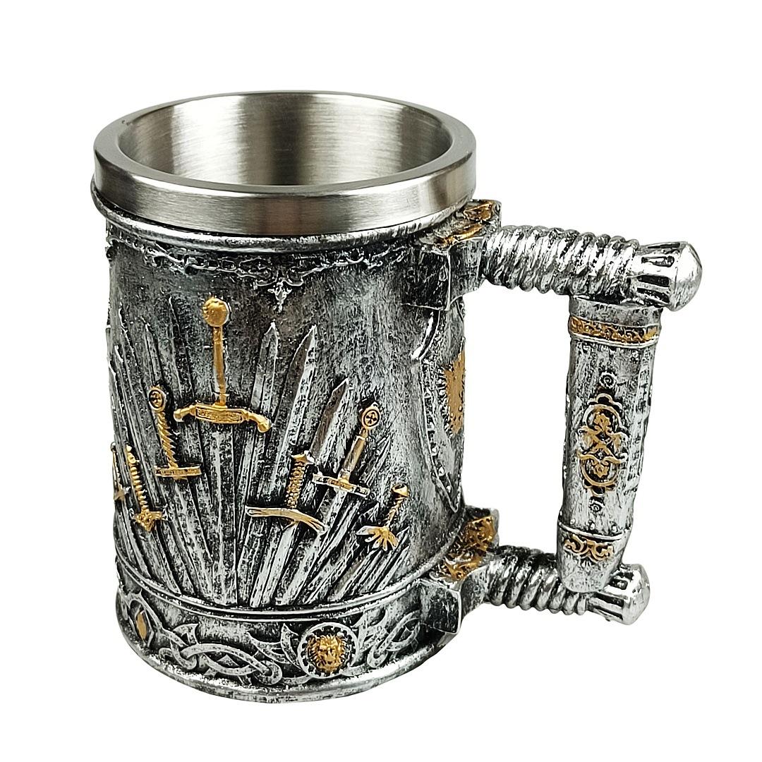 Creative Viking Beer Mug Large Water Cup Stainless Steel Mug Resin Craft 600ml