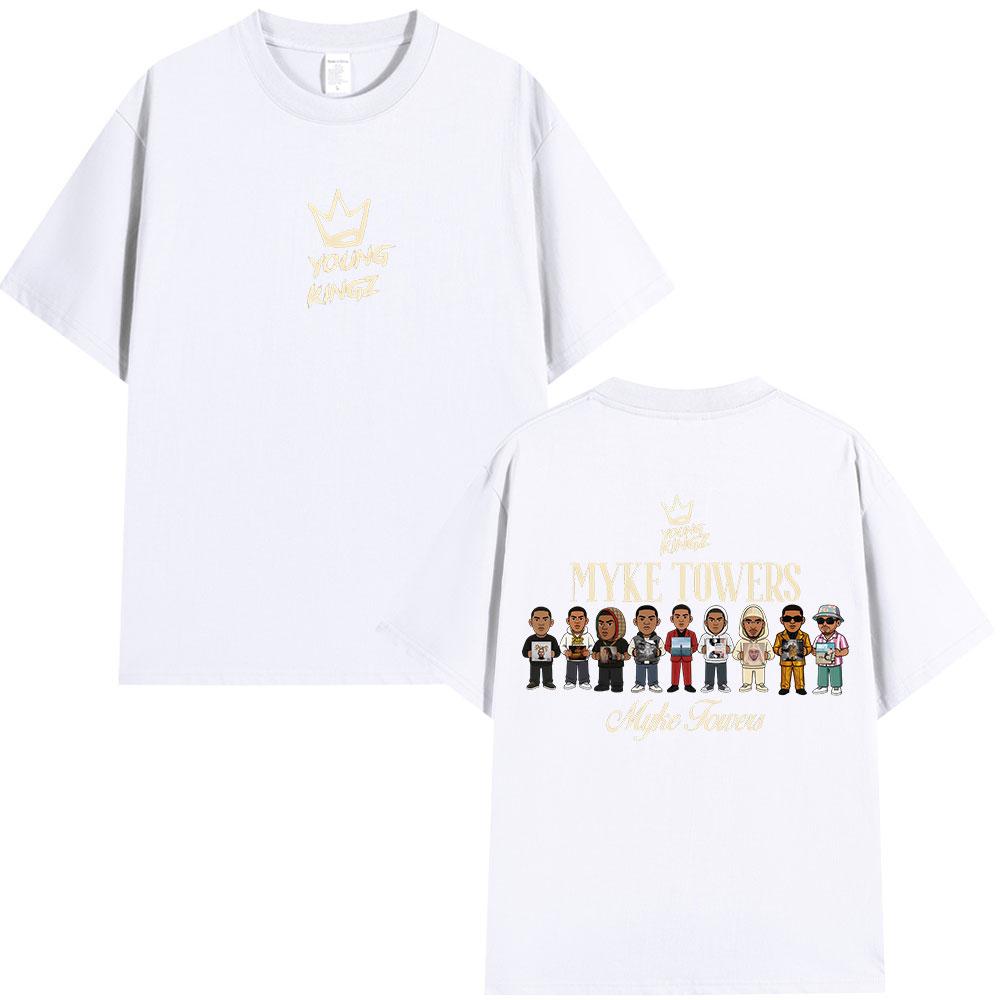

Rapper Myke Towers Album Cover Tshirts Unisex Women Fashion Hip Hop Oversized T Shirt Cotton Loose Short Sleeve Tshirt Streetwear S