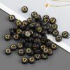 110/220/450 black acrylic heart-shaped beads 7mm round, with loose spacing beads in a heart-shaped pattern, used for DIY bracelet and jewelry making