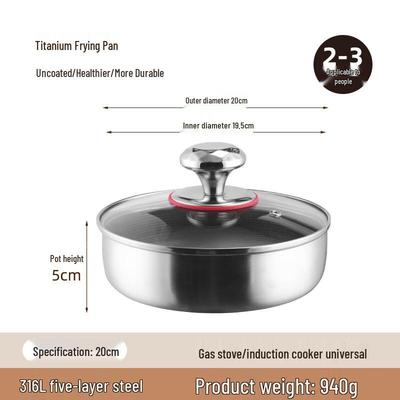 ZISIZ Portable Titanium Frying Pan with Lid
