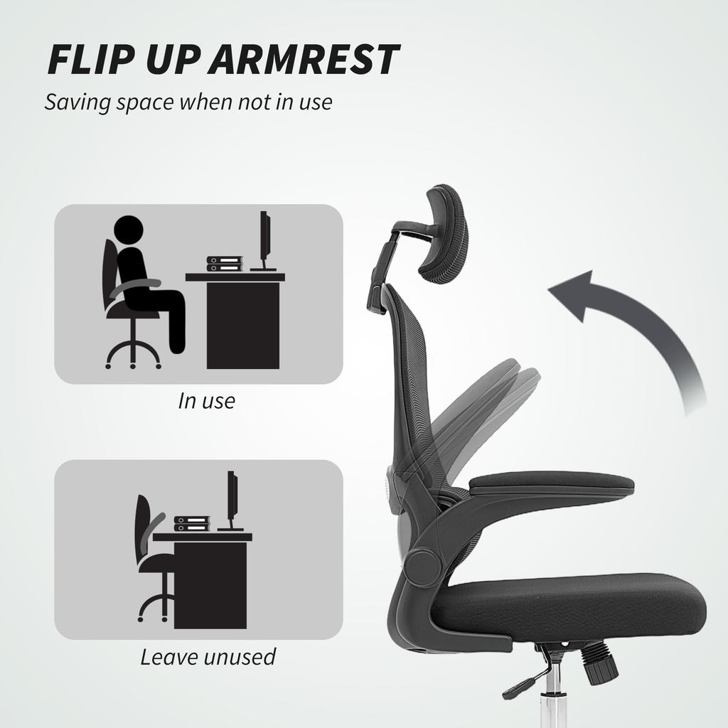 Mesh Back Office Chair, with Lumbar Support - Black