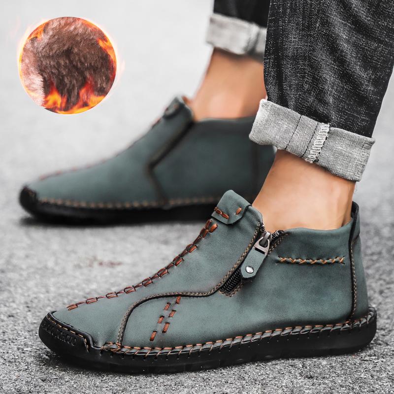 Mens Large Size Handmade Genuine Leather Men Boots Comfortable Ankle Boots for Men Casual Shoes Autumn Winter Men Shoes