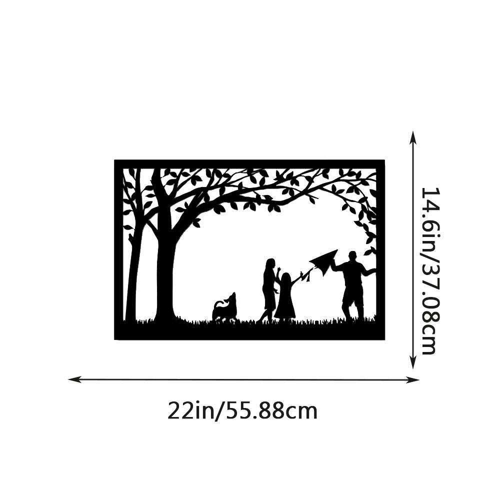 

1 шт. Семейное дерево, металлическое настенное искусство, счастливая любящая семья, настенный силуэт, металлический настенный декор для гостиной/украшения дома чёрный