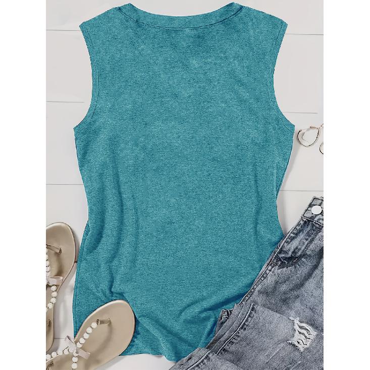 Colorful Palm Tree Print Loose Women Beach Sleeveless Tank Top