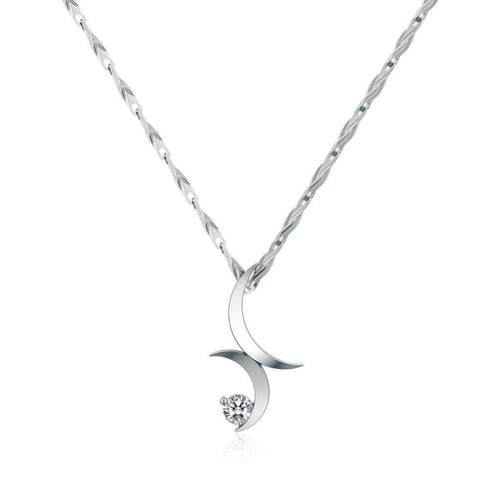 Double Moon S925 Sterling Silver Minimalist Clavicle Necklace - Korean High-End Light Luxury Design