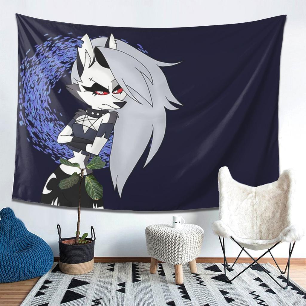 Helluva Boss Loona Tapestry Wall Hanging Aesthetic Home Decor Tapestries for Living Room Bedroom