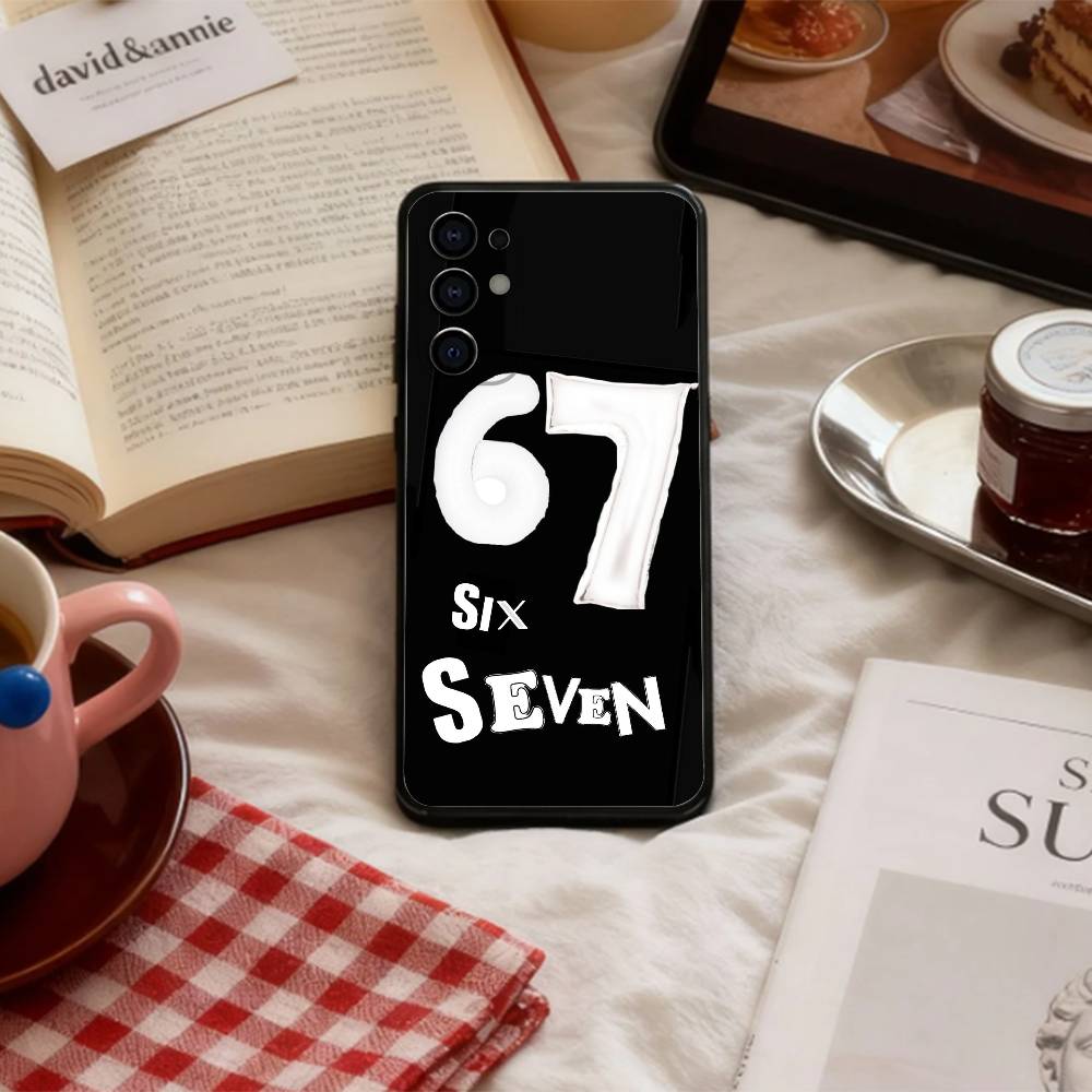 67 S-Six S-Seven Meme A-Aesthetics   Phone Case For Samsung S 25,24,23,22,30,21,10,9,Ultra,Plus,Lite,FE,4,5 G Soft Black Case
