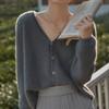 Spring and Autumn V-neck Sweater Cardigan Jacket for Women Loose Gentle Knitted Top