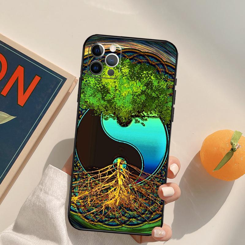 Tree of Life Yin Yang Funda Case For iPhone 16 Pro Max 15 14 11 12 13 Pro Max Mini XR 16e 16 15 Plus Phone Cover