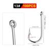 FTK High Carbon Steel Fishing Hooks 30-100Pcs Fishing Hooks Strong Sharp Needle Point Barbs Ringed Eye Fishing Octopus Hooks