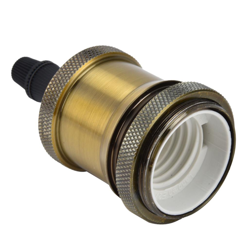 2PCS Vintage Lamp Socket Retro Aluminum Lamp Holder DIY Accessories for E26 27 Vintage BulbsYellow Bronze