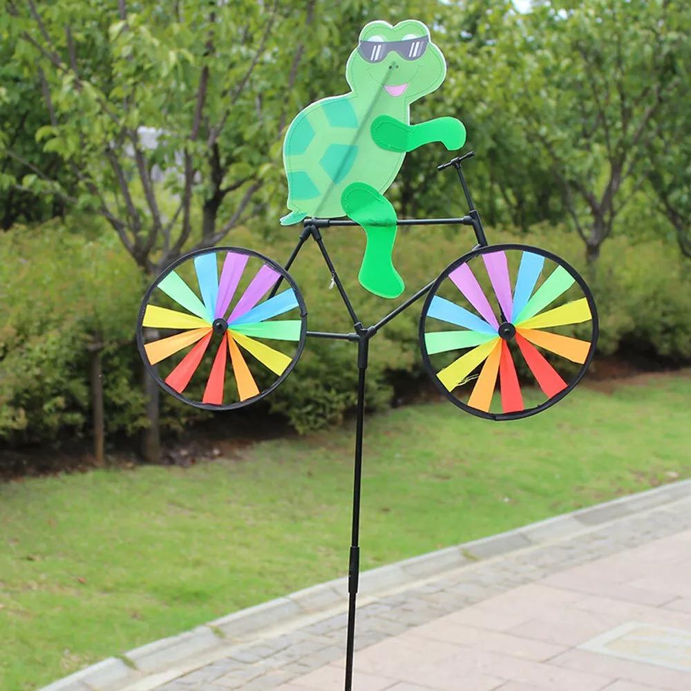 Yard Lawn Decor Animal Bicycle Wind Spinner Bee Outdoor Windmill Durable Bicycle Windmill